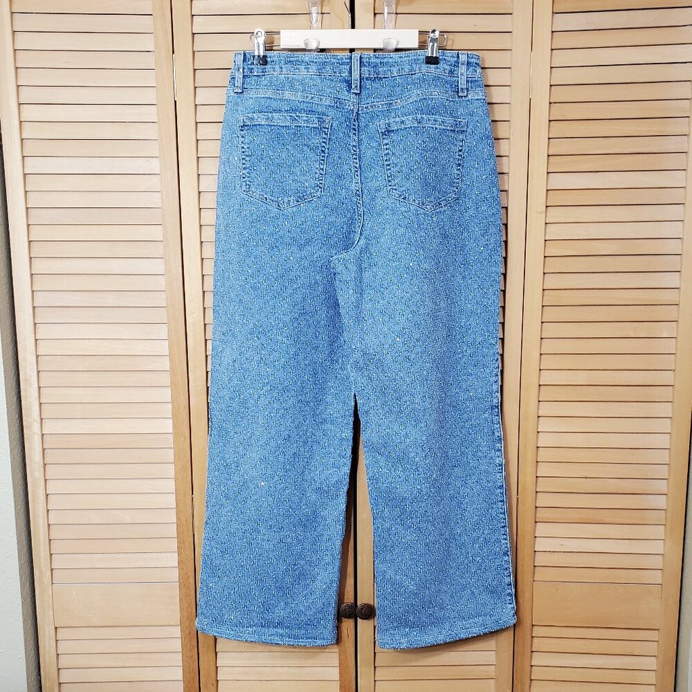 Time and Tru Women's High Rise Rhinestone Embroidered Wide Leg Jeans 14 - Picture 9 of 10